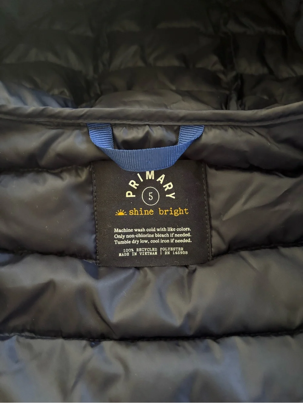 PRIMARY Kids lightweight puffer jacket kids size 5